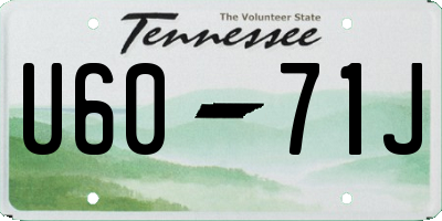 TN license plate U6071J