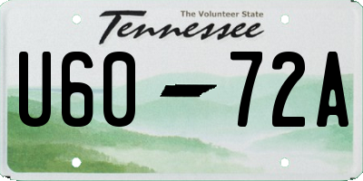 TN license plate U6072A