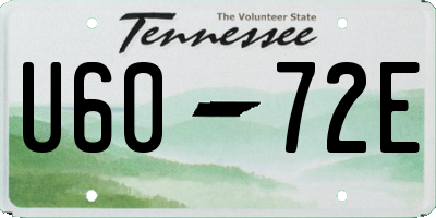 TN license plate U6072E