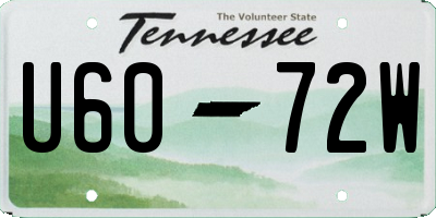 TN license plate U6072W