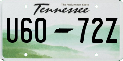 TN license plate U6072Z