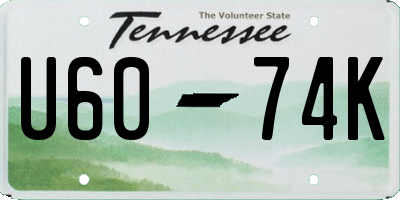 TN license plate U6074K