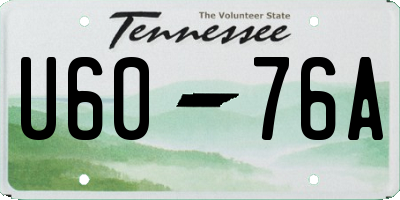 TN license plate U6076A