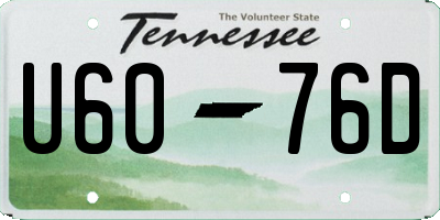 TN license plate U6076D