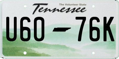 TN license plate U6076K