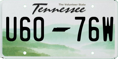 TN license plate U6076W