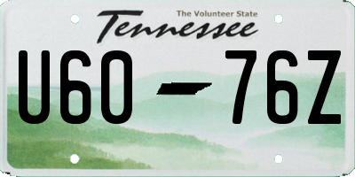 TN license plate U6076Z