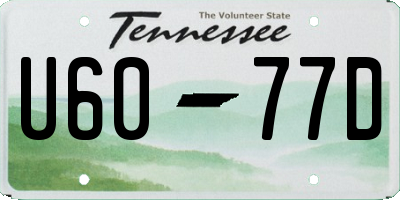 TN license plate U6077D