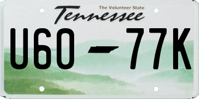 TN license plate U6077K