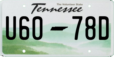 TN license plate U6078D