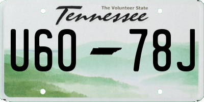 TN license plate U6078J
