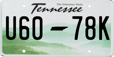 TN license plate U6078K