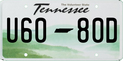 TN license plate U6080D