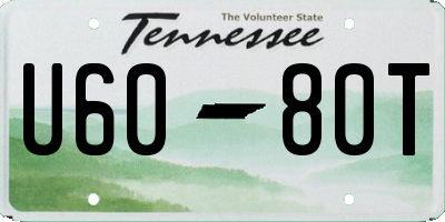TN license plate U6080T