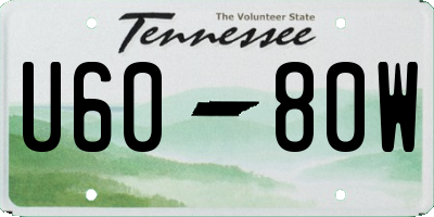 TN license plate U6080W