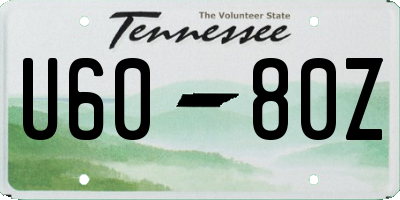 TN license plate U6080Z