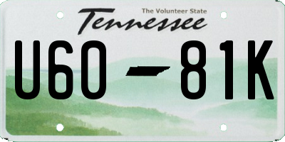 TN license plate U6081K