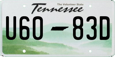 TN license plate U6083D