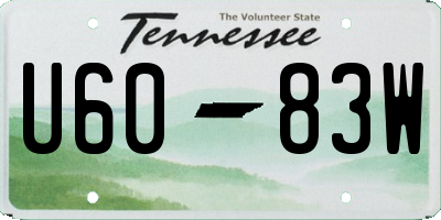 TN license plate U6083W