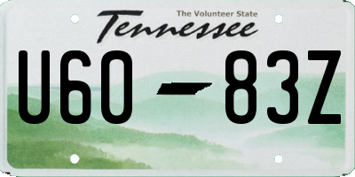 TN license plate U6083Z