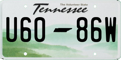 TN license plate U6086W