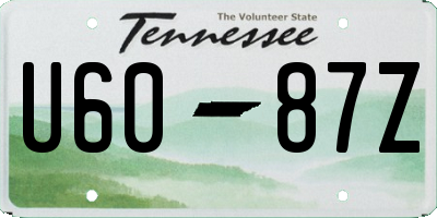 TN license plate U6087Z