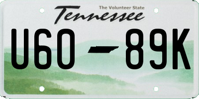 TN license plate U6089K