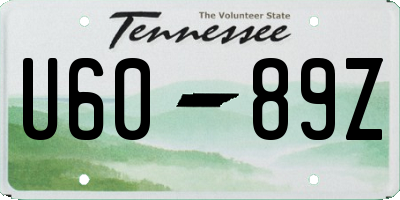 TN license plate U6089Z