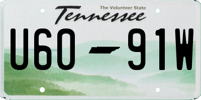 TN license plate U6091W