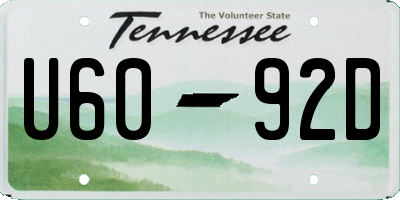 TN license plate U6092D