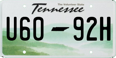 TN license plate U6092H