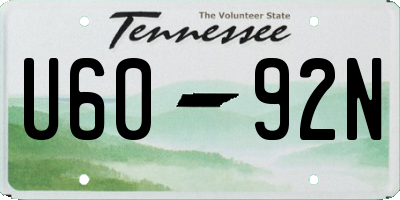 TN license plate U6092N