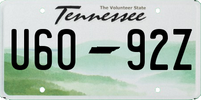 TN license plate U6092Z