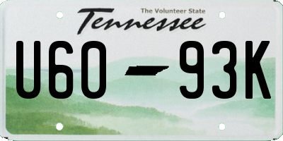 TN license plate U6093K