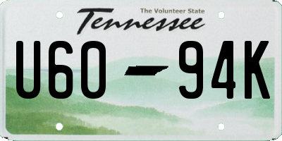 TN license plate U6094K
