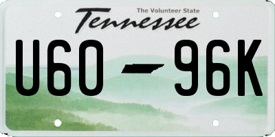 TN license plate U6096K