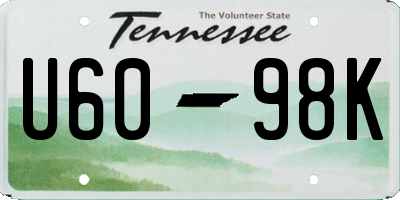TN license plate U6098K