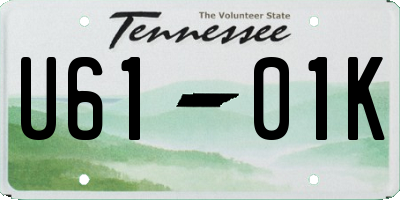 TN license plate U6101K