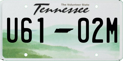 TN license plate U6102M