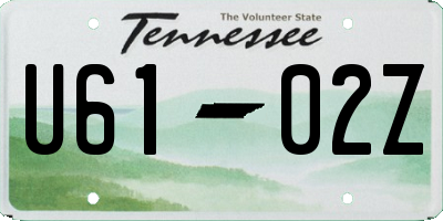 TN license plate U6102Z