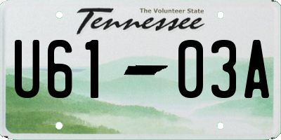 TN license plate U6103A