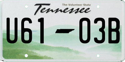 TN license plate U6103B