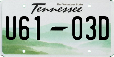 TN license plate U6103D