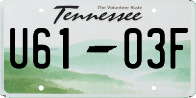 TN license plate U6103F