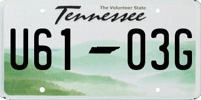 TN license plate U6103G