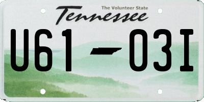 TN license plate U6103I