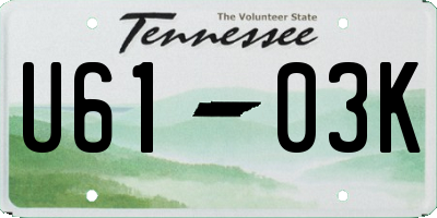 TN license plate U6103K
