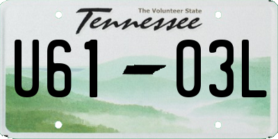 TN license plate U6103L
