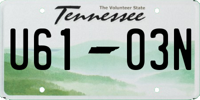 TN license plate U6103N
