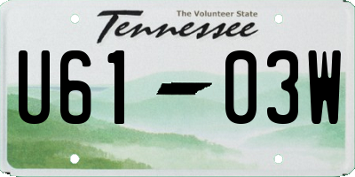TN license plate U6103W